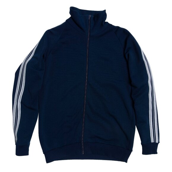 Helanca (Holland) Vintage Nylon Blend Fleece Double Knit Stripe Track Jacket : M